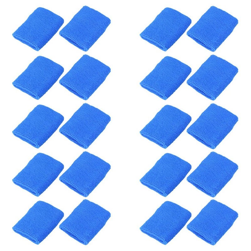 Mallofusa 10 Pack Colorful Sports Basketball Football Absorbent Wristband Sweatbands Party Outdoor Activity (Dark Blue) - Image 1